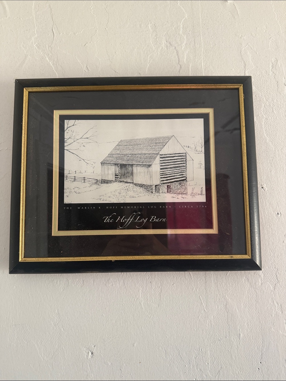 Framed Barn Print Wall Art - Black and Gold